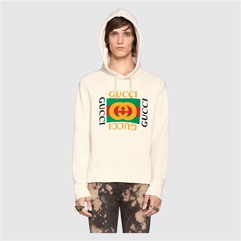 cotton sweatshirt with gucci logo buy|gucci oversized logo hoodie.